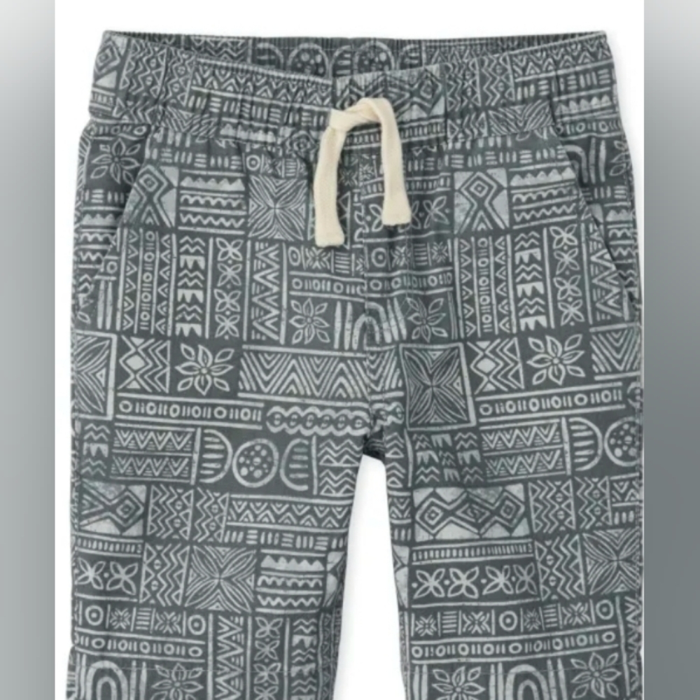 Children's Place Boys size 14 drawstring  shorts gray and white pattern